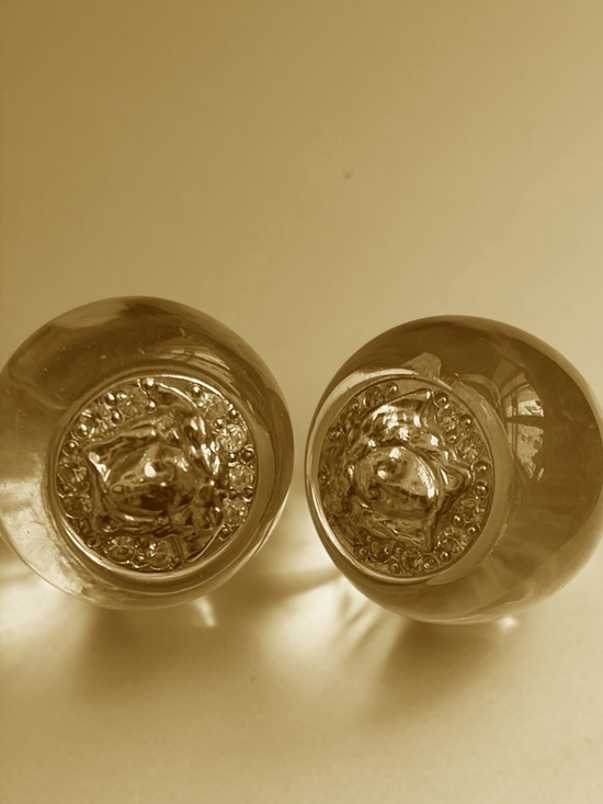 Versace Jewelry - Versace Vintage Gold Medusa Resin Button Earrings